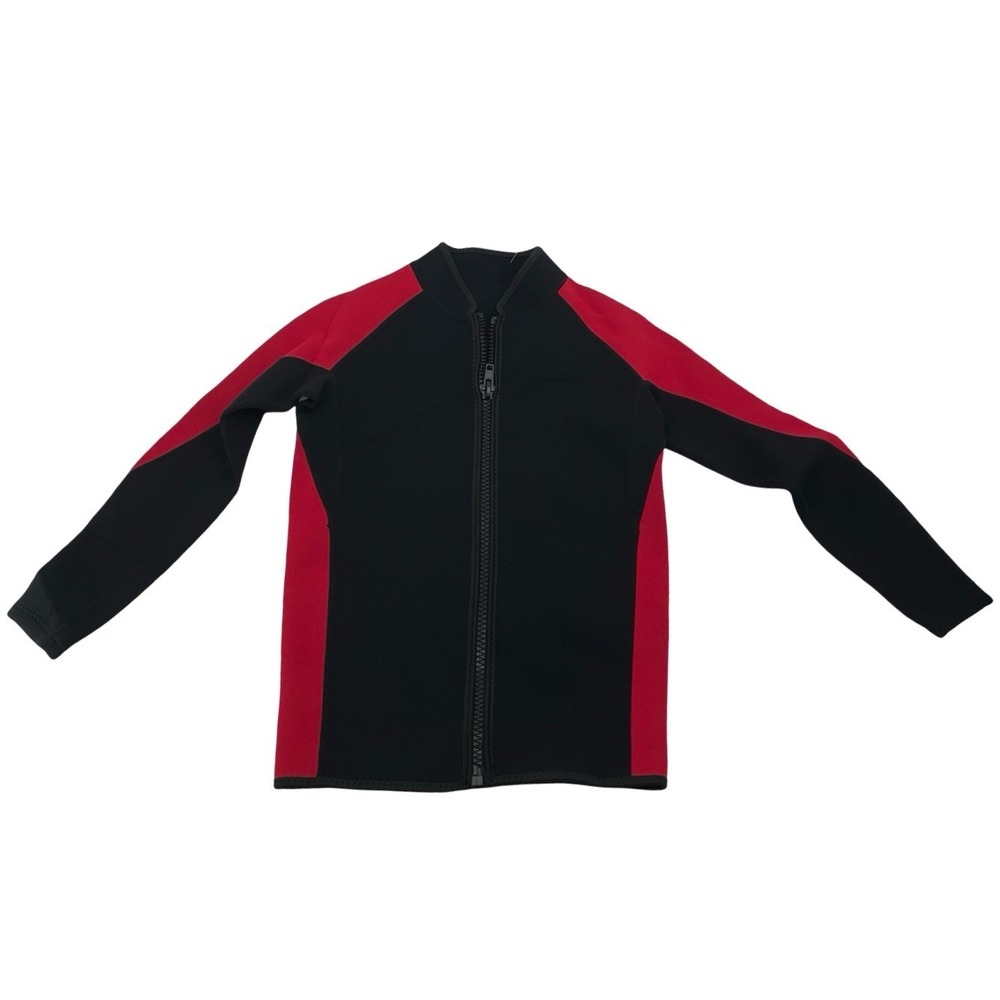 REALON Men Wetsuit Jacket Front Zip Black Red Neoprene Small